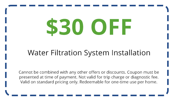 Discounts on Water Filtration System Installation